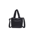 Borsa tote trapuntata nera stile piumino con tracolla regolabile e manici imbottiti - Nero