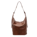 Sac fourre-tout minimaliste en cuir PU marron pour femmes avec grande capacité et bandoulière - Marron