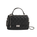 Borsa a tracolla trapuntata nera classica con chiusura a scatto e catena in argento - Nero