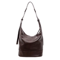Grand sac seau bandoulière en cuir marron avec sangle réglable pour un usage quotidien - Marron