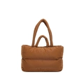 Quilted padded tote bag in warm caramel brown with versatile double handles - Caramel Brown