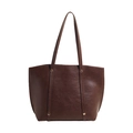 Minimalistische braune Große Tote Bag aus Ölleder mit Goldnieten und schmalen Trägern - Braun