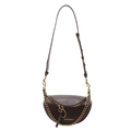 Brown faux leather crescent bag with gold chain and adjustable strap in retro style - Brown