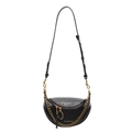Fashion black crescent crossbody bag with gold chain and Sunita & Fashion logo - Black