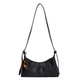 Bolso bandolera retro de cuero sintético negro con borla decorativa de cuentas de madera - Negro