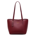 Chique bordeauxrode tote tas van imitatieleer met lychee-patroon en goudkleurig logo - Bordeauxrood