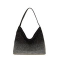 Chic black hobo bag with sparkling silver rhinestone gradient for luxury evening parties - Black