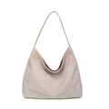 Chic lavender pink hobo shoulder bag with sparkling rhinestones and matching strap - Gray