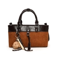 Sac seau en velours côtelé marron et cuir avec breloque de baseball pour femme en vacances - Sans pendentif / Couleur caramel