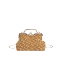Borsa a tracolla in pelliccia sintetica color cammello con chiusura a scatto - Pile Sherpa / Giallo