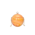 Runde Abendtasche aus Acryl mit Marmormuster in Orange und Gelb und goldenem Griff - Orange