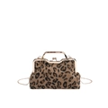 Borsa a tracolla leopardata con manico dorato e catena per eventi serali - Peluche / Leopardo Marrone