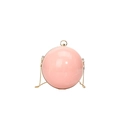 Sac de soirée sphérique en acrylique rose avec poignée anneau dorée et bandoulière chaîne - Rose