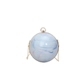 Sac de soirée sphérique en acrylique marbre bleu clair avec chaîne dorée et poignée ronde - Bleu