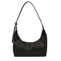 Borsa hobo nera a trama intrecciata con tracolla regolabile e fibbia argento - Nero senza Ciondolo