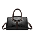 Borsa nera con motivo a coccodrillo, rilievo floreale e dettaglio elegante a forma di Y - Nero