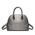 Sac à main en cuir à motif crocodile gris-noir dégradé avec bandoulière amovible - Gris