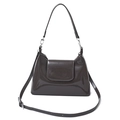 Sac à bandoulière en cuir verni gris foncé avec accessoires argentés fins - Gris