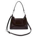Dark coffee patent leather hobo bag with adjustable strap and shiny mirror finish - Dark Coffee