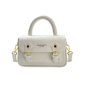White snake pattern small square box bag with gold hardware and top handle strap - White