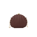 Unique brown acrylic shell-shaped crossbody evening bag with gold chain strap - Brown