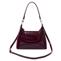 Fashionable burgundy patent leather hobo bag with adjustable straps and silver hardware - Chocolate