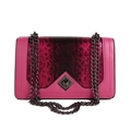 Chic pink snake-patterned chain crossbody bag with metallic turn-lock closure - Rose Red