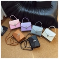 Chic PU leather handbags in six colors with snake pattern flap and oval metal buckle - Silver