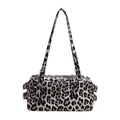 Schicke Bowlingtasche mit Leopardenmuster, verstellbaren Riemen und Silber-Hardware - Leopardenmuster (Grau) / Grau