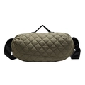 Borsa a tracolla trapuntata verde oliva capiente con tracolla nera regolabile - Verde