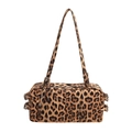 Schicke Bowlingtasche mit Leopardenmuster, Kunstfell-Textur und Doppelreißverschluss - Leopardenmuster (Braun) / Braun