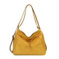 Bolso tote grande de ante amarillo mostaza con herrajes de bronce para uso diario - Amarillo