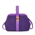 Deep purple frosted shell handbag for women with retro gold metal swivel lock and strap - Deep purple