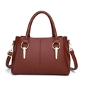 Brown lychee leather tote bag for women with gold hardware and adjustable strap - Tan
