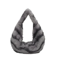 Borsa a tracolla in peluche con finta pelliccia grigia striata e stile alla moda - Grigio