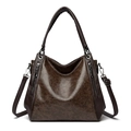 Vintage dark brown large tote bag with textured leather and adjustable shoulder strap - Brown