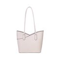 Sac cabas en cuir grainé blanc ivoire avec poche frontale superposée en V - Vert olive