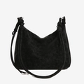 Borsa a tracolla nera minimalista di grande capacità con dettagli di nodi sui cinturini - Nero