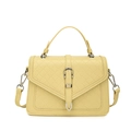 Pale yellow quilted crossbody handbag with silver buckle and adjustable shoulder strap - Yellow