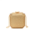 Elegante goldene Abendtasche mit Pailletten, Metallnieten und Kristall-Verschluss - Gold