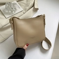 Sac à bandoulière carré minimaliste en cuir PU beige avec imprimé mode et dorures - Kaki