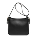 Retro black PU leather crossbody bag with minimalist shape and adjustable strap - Black