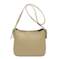 Minimalist khaki square PU leather shoulder bag with New York lettering and adjustable strap - Khaki