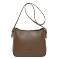Minimalist brown vintage faux leather shoulder bag with fashion bag New York logo - Brown