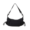 Versatile black nylon crescent bag with multi-pocket design and adjustable strap - Black