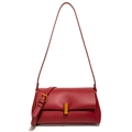 Borsa a tracolla minimalista in pelle rossa con fibbia rettangolare in metallo oro - Rosso