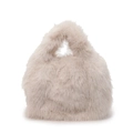 Borsa a mano in pelliccia sintetica beige capiente e morbida per l'autunno e l'inverno - Beige