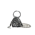 Mini bolso de cadena triangular con estampado de leopardo gris y gran asa redonda de metal - Negro
