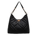 Sac bandoulière matelassé noir classique avec détails dorés et bandoulière chaîne - Noir