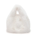 Elegante borsa a mano bianca in morbida ecopelliccia per donna per l'inverno - Bianco Sporco